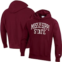 Sweat à capuche coupe décontractée Champion Maroon Mississippi State Bulldogs Team Arch Reverse Weave pour homme
