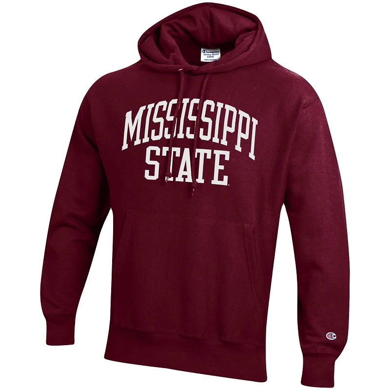 Sweat à capuche coupe décontractée Champion Maroon Mississippi State Bulldogs Team Arch Reverse Weave pour homme