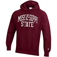 Sweat à capuche coupe décontractée Champion Maroon Mississippi State Bulldogs Team Arch Reverse Weave pour homme