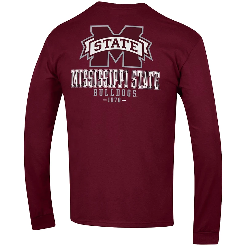 T-shirt à manches longues Champion Mississippi State Bulldogs Team Stack pour homme