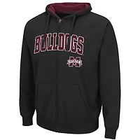 Sweat à capuche entièrement zippé Colosseum Mississippi State Bulldogs Arch & Logo 3.0 pour homme, noir