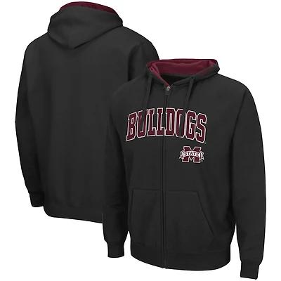 Sweat à capuche zippé Colosseum Black Mississippi State Bulldogs Arch & Logo 3.0 pour homme