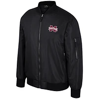 Blouson aviateur entièrement zippé Colosseum pour hommes, Mississippi State Bulldogs, noir