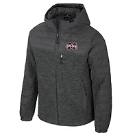 Men's Colosseum Charcoal Mississippi State Bulldogs Nightman Full-Zip Hoodie Puffer Jacket