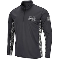 Colosseum Charcoal Mississippi State Bulldogs OHT Military Appreciation Digital Camo Lightweight Quarter-Zip Pullover pour homme