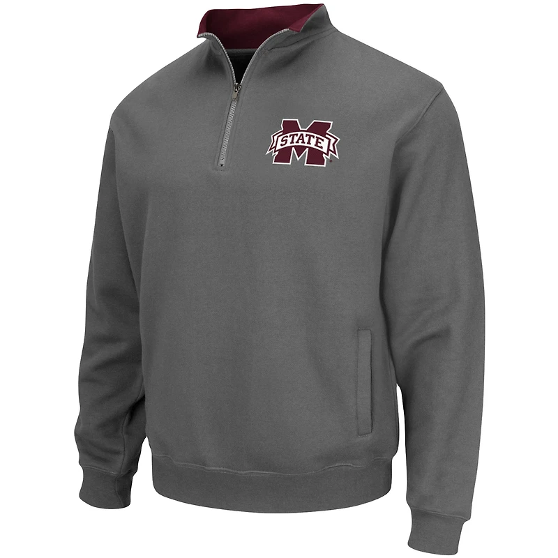 Veste Colosseum Charcoal Mississippi State Bulldogs Tortugas Logo Quarter-Zip pour homme