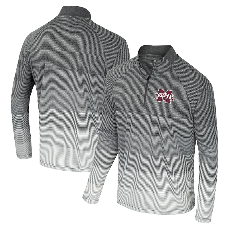 Coupe-vent à glissière quart de zip en maille rayée IA pour hommes Colosseum Gray Mississippi State Bulldogs