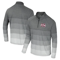Coupe-vent à glissière quart de zip en maille rayée IA pour hommes Colosseum Gray Mississippi State Bulldogs