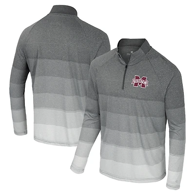 Men's Colosseum  Gray Mississippi State Bulldogs AI Striped Mesh Quarter-Zip Raglan Windshirt