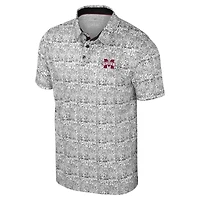 Men's Colosseum Gray Mississippi State Bulldogs It's Time! Allover Print Polo