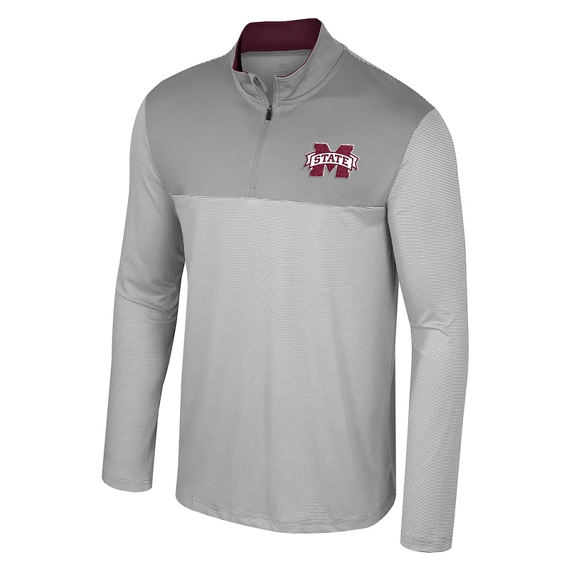 Men's Colosseum Gray Mississippi State Bulldogs Tuck Quarter-Zip Top