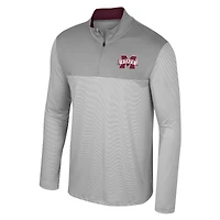 Men's Colosseum Gray Mississippi State Bulldogs Tuck Quarter-Zip Top