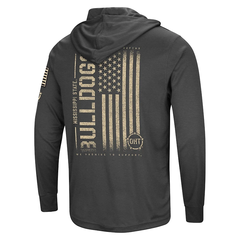 Men's Colosseum Heather Black Mississippi State Bulldogs Team OHT Military Appreciation Long Sleeve Hoodie T-Shirt