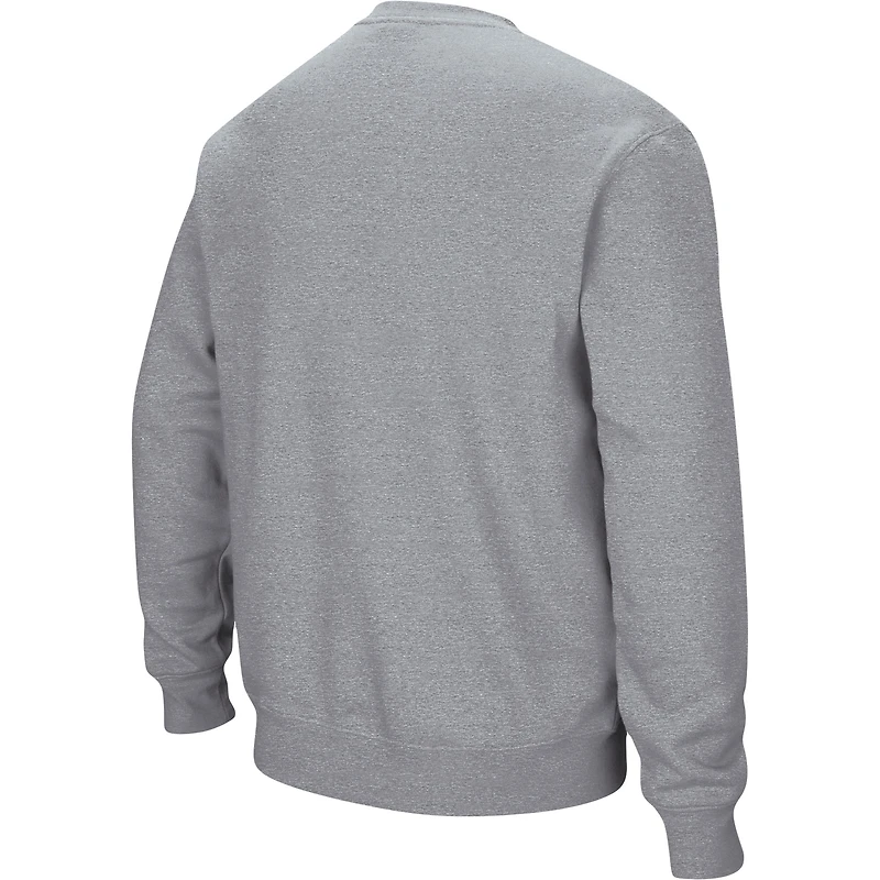 Men's Colosseum Heathered Gray Mississippi State Bulldogs Arch & Logo Tackle Twill Pullover Sweatshirt