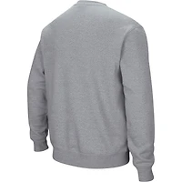 Men's Colosseum Heathered Gray Mississippi State Bulldogs Arch & Logo Tackle Twill Pullover Sweatshirt