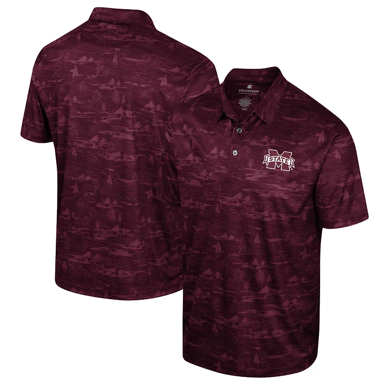 Polo à imprimé Daly Colosseum marron Mississippi State Bulldogs pour hommes