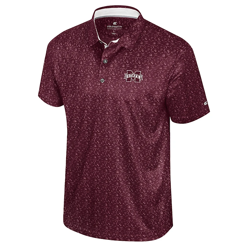 Polo à imprimé football Colosseum marron pour homme, Mississippi State Bulldogs