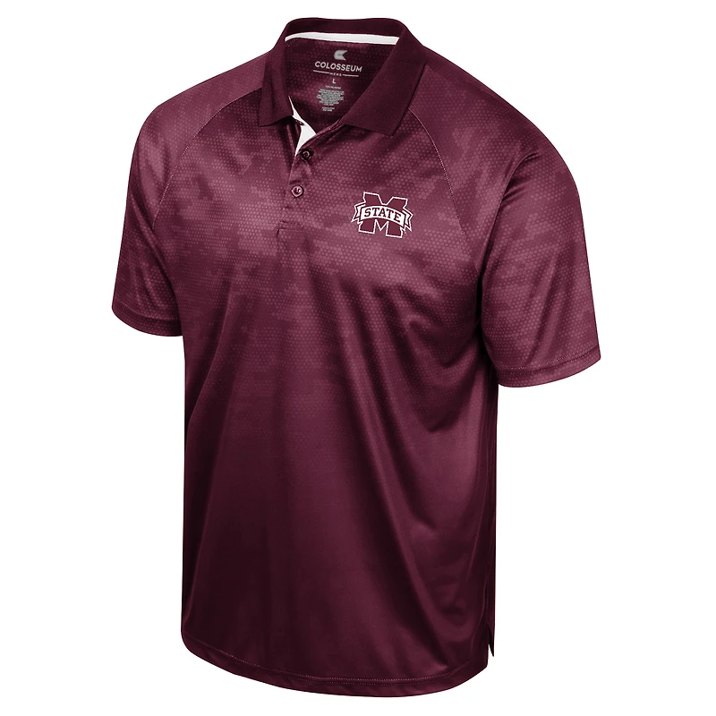 Polo à manches raglan en nid d'abeille Colosseum Mississippi State Bulldogs pour homme