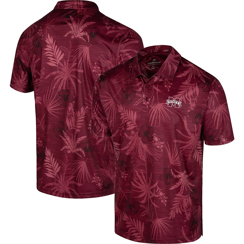 Polo d'équipe Palms Colosseum Maroon Mississippi State Bulldogs pour hommes