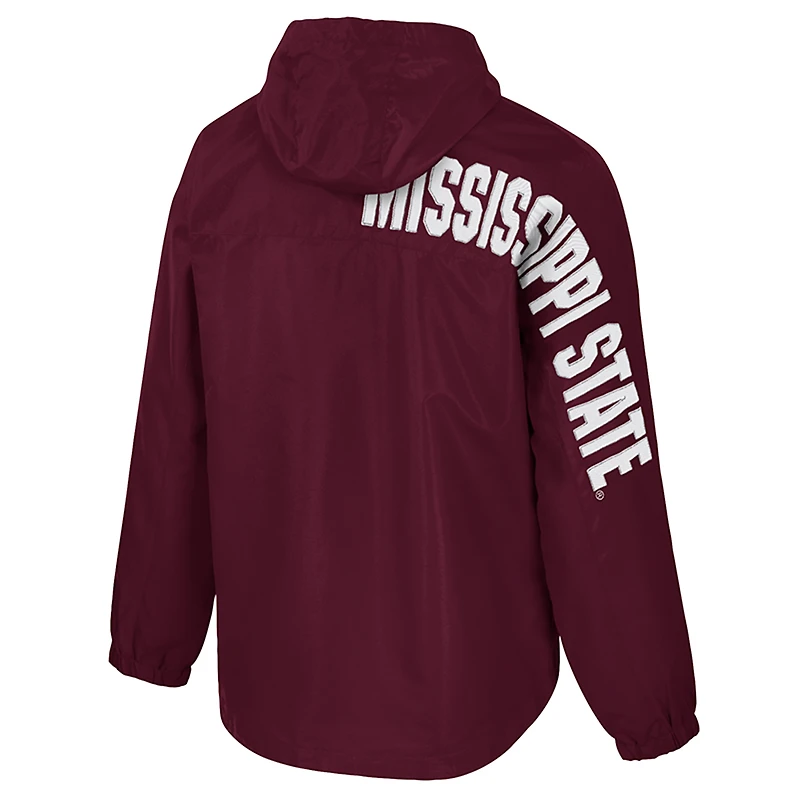Veste anorak demi-zipée Reloaded Colosseum Maroon Mississippi State Bulldogs pour homme