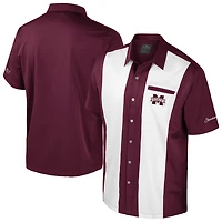 Chemise boutonnée de bowling pour homme, couleur marron, Colosseum, Mississippi State Bulldogs Strike
