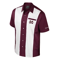 Chemise boutonnée de bowling pour homme, couleur marron, Colosseum, Mississippi State Bulldogs Strike