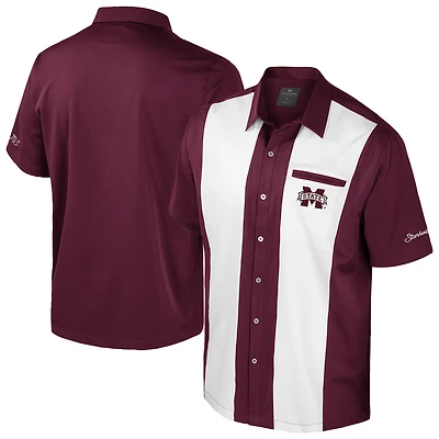 Men's Colosseum Maroon Mississippi State Bulldogs Strike Bowling Button-Up Shirt