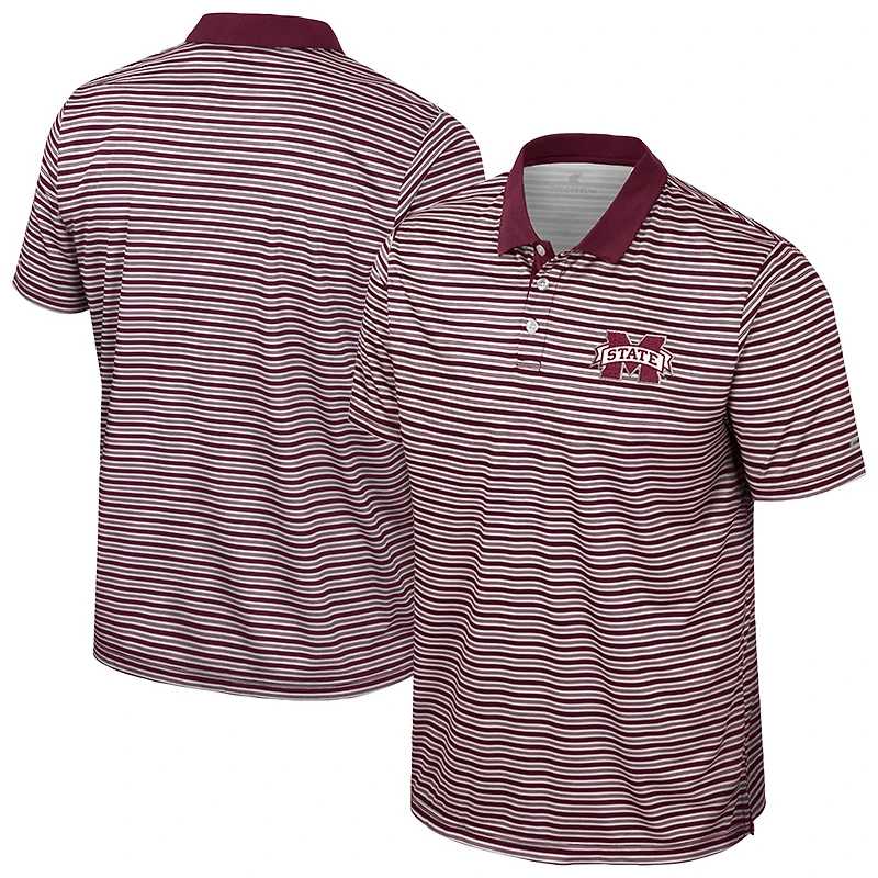 Men's Colosseum Maroon Mississippi State Bulldogs Striped Polo