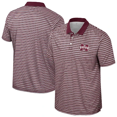 Men's Colosseum Maroon Mississippi State Bulldogs Striped Polo