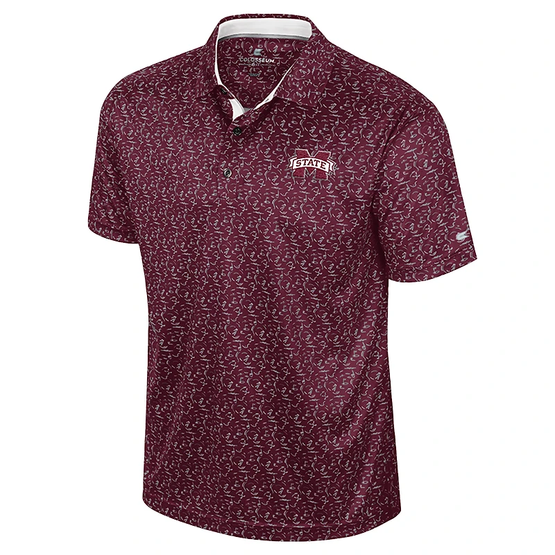 Men's Colosseum Maroon Mississippi State Bulldogs Sublimated Golf Polo
