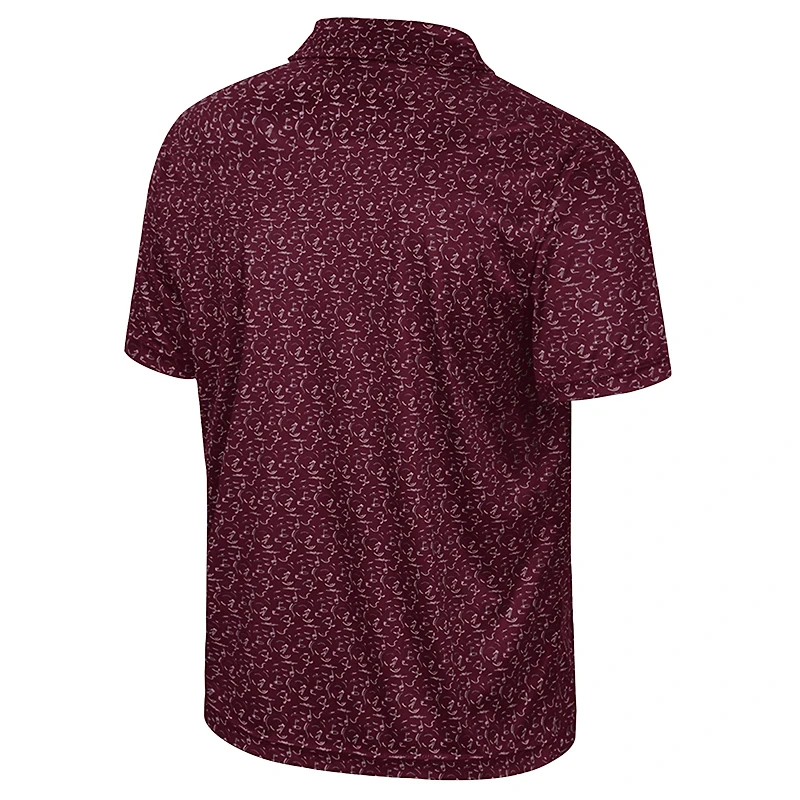Men's Colosseum Maroon Mississippi State Bulldogs Sublimated Golf Polo