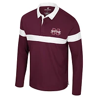 Men's Colosseum  Maroon Mississippi State Bulldogs Too Cool For School Long Sleeve Polo