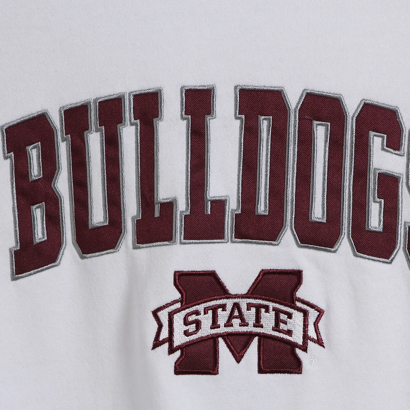 Men's Colosseum White Mississippi State Bulldogs Arch & Logo Crew Neck Sweatshirt