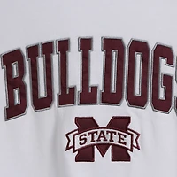 Men's Colosseum White Mississippi State Bulldogs Arch & Logo Crew Neck Sweatshirt