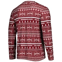 Men's Concepts Sport Maroon Mississippi State Bulldogs Swivel Long Sleeve Top & Pants Sleep Set