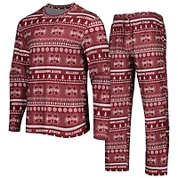 Men's Concepts Sport Maroon Mississippi State Bulldogs Swivel Long Sleeve Top & Pants Sleep Set