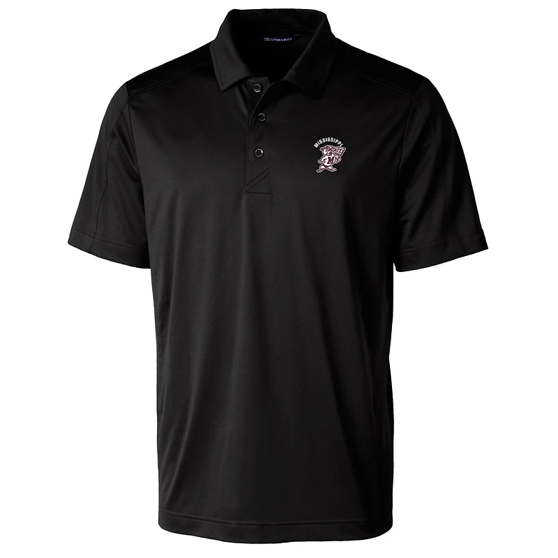 Men's Cutter & Buck Black Mississippi State Bulldogs Team Logo Big Tall Prospect Textured Stretch Polo