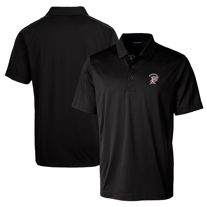 Men's Cutter & Buck Black Mississippi State Bulldogs Team Logo Big Tall Prospect Textured Stretch Polo