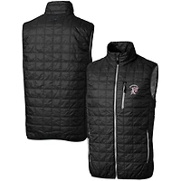 Men's Cutter & Buck Black Mississippi State Bulldogs Team Logo Big Tall Rainier PrimaLoft Eco Insulated Full-Zip Puffer Vest
