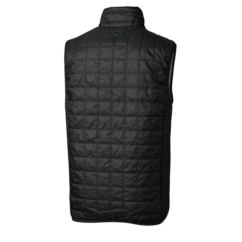 Men's Cutter & Buck Black Mississippi State Bulldogs Team Logo Big Tall Rainier PrimaLoft Eco Insulated Full-Zip Puffer Vest