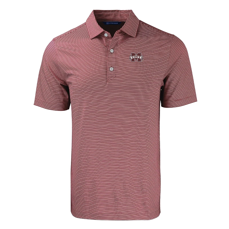 Men's Cutter & Buck Maroon Mississippi State Bulldogs Forge Eco Double Stripe Stretch Recycled Polo