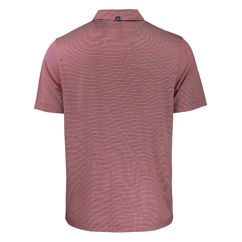 Polo Cutter & Buck Forge Eco Double Stripe Stretch Recycled pour homme, couleur bordeaux, à rayures Mississippi State Bulldogs.