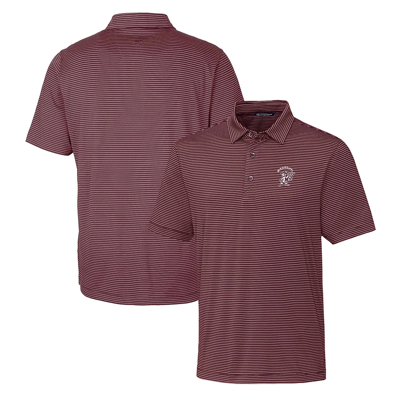Polo à rayures fines Cutter & Buck Forge pour homme, couleur bordeaux, fines, modèle Mississippi State Bulldogs.