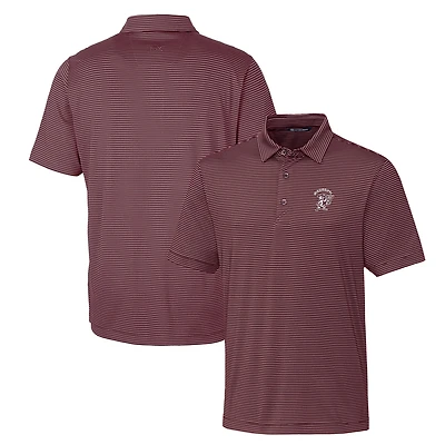 Polo à rayures fines Cutter & Buck Forge pour homme, couleur bordeaux, fines, modèle Mississippi State Bulldogs.