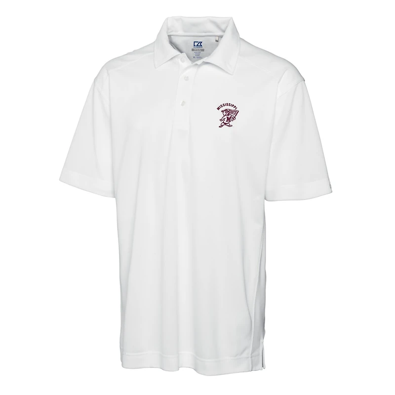 Polo texturé uni blanc Cutter & Buck Mississippi State Bulldogs pour homme, grandes tailles, DryTec Genre