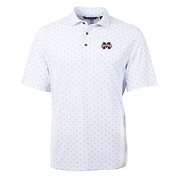 Men's Cutter & Buck White Mississippi State Bulldogs Big Tall Virtue Eco Pique Tile Print Recycled Polo