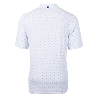 Polo recyclé Cutter & Buck White Mississippi State Bulldogs pour homme, grandes tailles, en piqué écologique à motif carreaux, modèle Virtue Eco Pique.