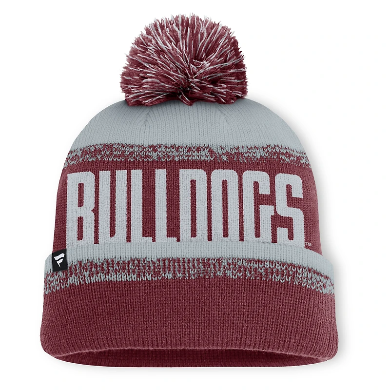 Bonnet en tricot à revers et pompon Fanatics pour homme, bordeaux/gris, Mississippi State Bulldogs Thrive