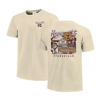 T-shirt pour homme « Image One Natural » des Bulldogs de l'État du Mississippi, couleurs confortables, motif Campus Stack dessiné à la main