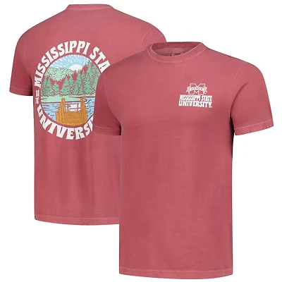 Men's  Maroon Mississippi State Bulldogs Comfort Colors Thick Lined Landscape T-Shirt